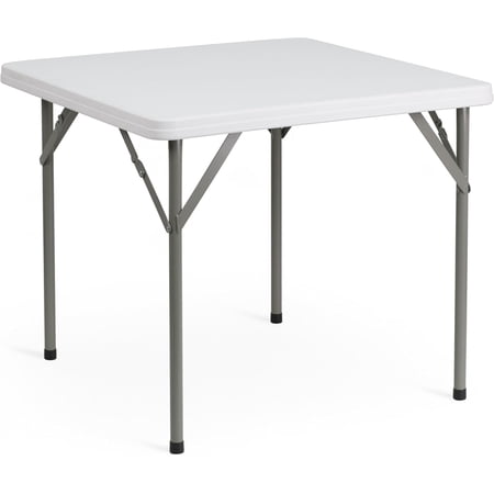 2.85 ft. Plastic Folding Table, 34" Square, Granite White