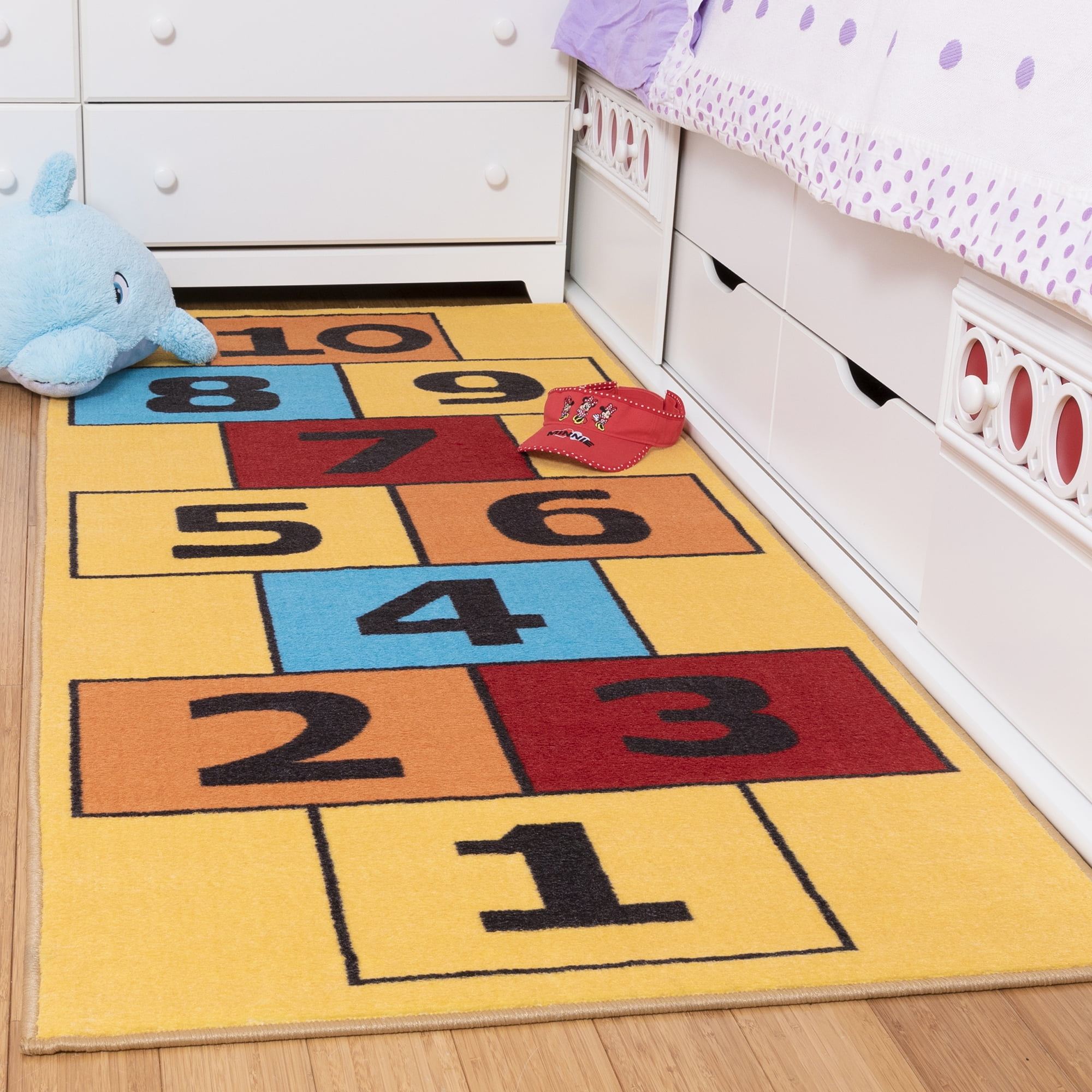 Ottomanson Children's Garden Educational Hopscotch Children Nursery Kid's Play Runner Rug