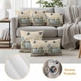 thumbnail image 6 of Flower Butterfly Outdoor Waterproof Pillow Covers, Vintage Farm White Blue Daisies Floral Decorative Square Throw Pillowcase Sofa Cushion Sham for Patio/Couch/Chair, 18"x18" 2 Pack, 6 of 8