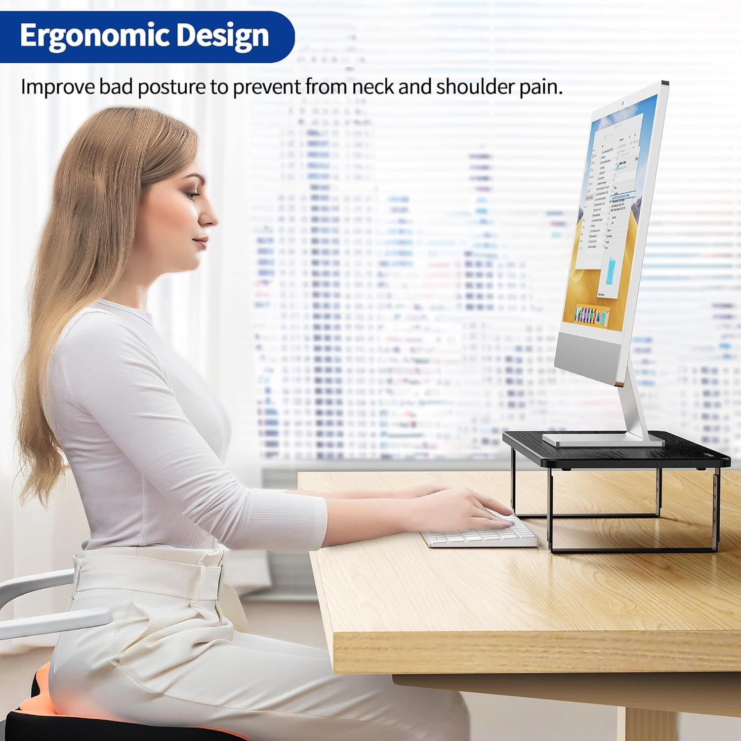 MS01 Monitor Stand Riser, Height Adjustable Laptop Stand, Computer Monitor Stand for Monitor, Computer,Laptop,Printer (Black)