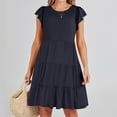thumbnail image 1 of Robe d'Été pour Femmes 2024 Mode Grande Taille Couleur Unie Manches Courtes Robe 50 % de Réduction Liquidation!, 1 of 9