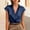 Dark Blue, variant on Morttic Plus Size Women's Elegant Satin Fly Sleeve Blouse – Lapel Collar Button Front V-Neck Solid Color Summer Casual Shirt Black,2XL