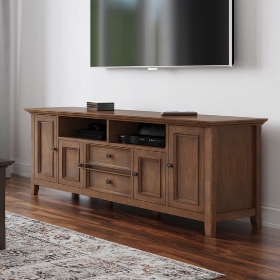 Simpli Home Simpli Home Amherst 72 inch Wide Solid Wood Transitional TV Stand in Rustic Natural Aged Brown For TVs up to 80 inches