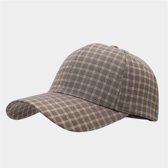 Unisex Plaid Baseball Cap for Men Women, Checkered Print Dad Hat with Curved Brim, Adjustable Fall Winter Plaid Cap, Casual Outdoor Hat for Walking Travel Commute Hike Fish Vacation Daily Wear Khaki