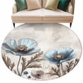 thumbnail image 2 of Spring Floral Round Area Rug 5 FT, Non Slip Bedroom Rugs, Teal Tulip Farmhouse Retro Botanical Herb Washable Soft Circular Carpet Non-Shedding Floor Mat for Kitchen Dining Room Foyer Balcony Dorm, 2 of 8