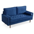 thumbnail image 5 of 69 Inches Upholstered Sofa Couch Furniture, Modern Velvet Loveseat, Tufted 3-seater Cushion with Bolster Pillows - Blue 12703, 5 of 9