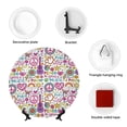 thumbnail image 4 of Daiia Peace Love and Dove Flower Power Printed Pattern Ceramic Plate Dinner Plates Bone China Decorative Plates with Display Stand Art Ceramic Ornaments for Wall Hanging Decoration-10in, 4 of 6