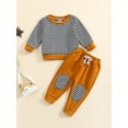 thumbnail image 2 of Qiylii Toddler Baby Sportswear Clothes Set, Striped Patchwork Long Sleeve Sweatshirt Tops and Pants Set for Girls Boy,0-3Years, 2 of 9