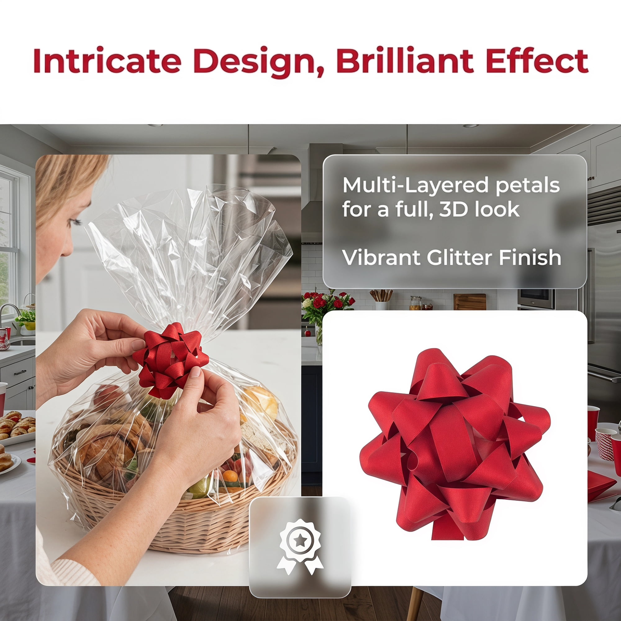 Unique Bargains Pre-Made Gift Bows for Creative Gift Wrapping and Decoration Red