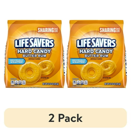 (2 pack) Life Savers Butter Rum Hard Candy Individually Wrapped, Sharing Size