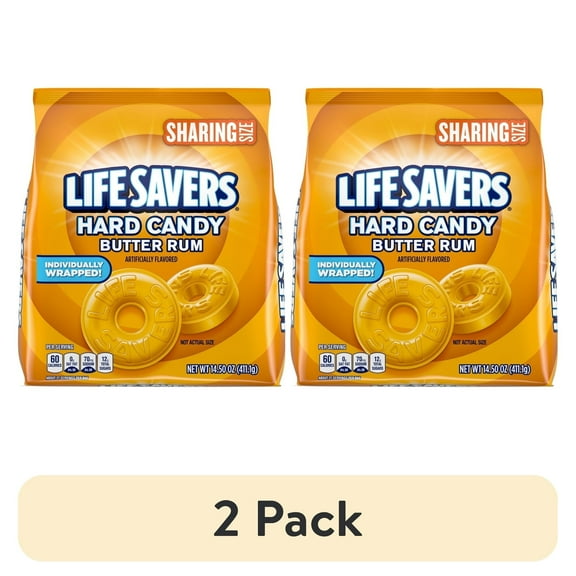 (2 pack) Life Savers Butter Rum Hard Candy Individually Wrapped, Sharing Size