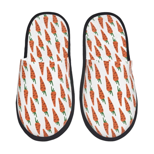 Fotbe Carrot Pantuflas Peludas para Mujer con Estampado, Zapatillas de Peluche, Zapatos de Invierno para Casa, Uso Interior y Exterior-Large