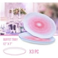 thumbnail image 2 of Silver Spoons Hammered Serving Trays for Party, Heavy Duty Disposable Platter, 12" x 7", Blush Mist (3 PC), Lava Collection, 2 of 5