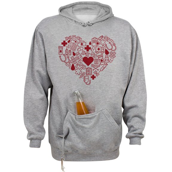 Nurse Icons Heart Beer Holder Tailgate Hoodie Sweatshirt Unisex Large Oxford