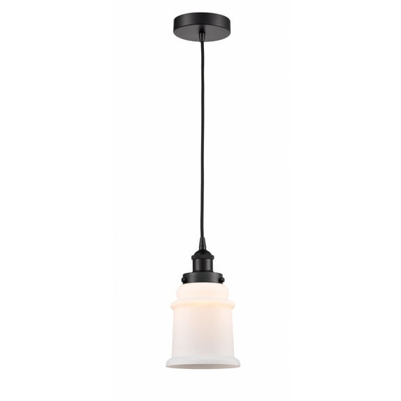 616-1PH-BK-G181-LED-Innovations Lighting-Canton - 1 Light Mini Pendant In Industrial Style-10 Inches Tall and 6 Inches Wide Matte Black Matte White
