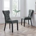 thumbnail image 2 of Side Dining Chair, Set of 2, Grey Gray, Velvet, Modern Contemporary, Kitchen Room Cafe Bistro Restaurant Hospitality, 2 of 9