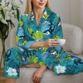 thumbnail image 4 of Wukai Shark And Leaves Print Women's Pajama Set - Soft Long Sleeve Sleepwear for Comfort and Style-X-Large, 4 of 9