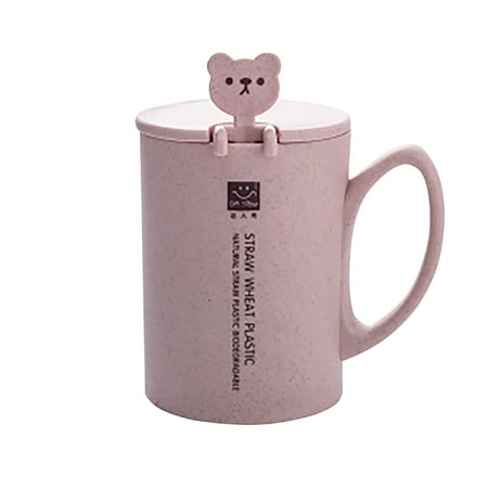 

Hesxuno 1PC Mug Cartoon Cute Coffee Cereal Breakfast Water Cup With Lid With Spoon On Clearance