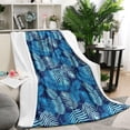 thumbnail image 2 of Navy Blue Troopical Leaves Botanical Flannel Blankets Plush & Cozy Blanket Throw for Winter Autumn,60x80 Inch Beautiful Throw Christmas Easter, 2 of 5