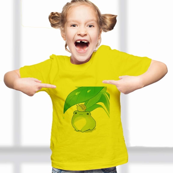 Vedolay Girls Summer Tops Girl's Tropical Print Short Sleeve Button Down Shirt Casual Hawaiian Shirts,Yellow 120