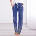 thumbnail image 1 of WILLBEST Pantalones Casuales elegantes para Mujer: Pantalones Ligeros de Lino con Cintura Alta y Estampado Bohemio con Bolsillos para Playa y Uso Diario. XXXL, 1 of 3