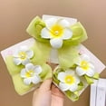 thumbnail image 4 of Flower Decor Hair Rope Faux Pearl Ribbon High Elastic Hair Tie Girl Bowknot Hair Band Hair Accessory, 4 of 8