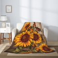 thumbnail image 2 of Throw Blanket for Couch Sofa and Bed - Butterfly Sunflower Yellow Super Soft Cozy Funny Plush Throw Blanket, Lightweight Fuzzy Comfy Warm Flannel Blanket & Throws for All Season 80"x60", 2 of 5