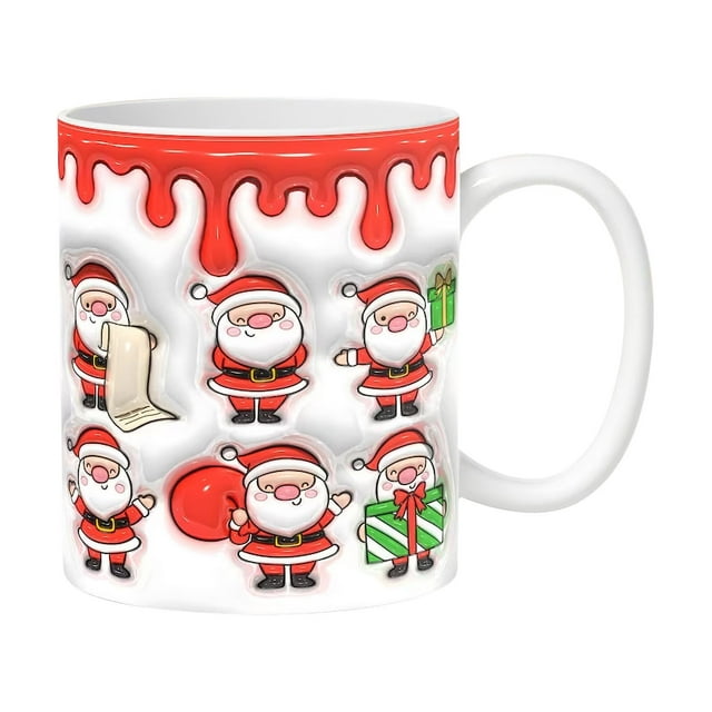 SDNall Coffe Mug Gift, Christmas Mug Set, Inflated Snowman Santa Mug - 15oz/11oz Puffy Design, Perfect for Christmas Coffee Lovers, Funny Christmas Mugs