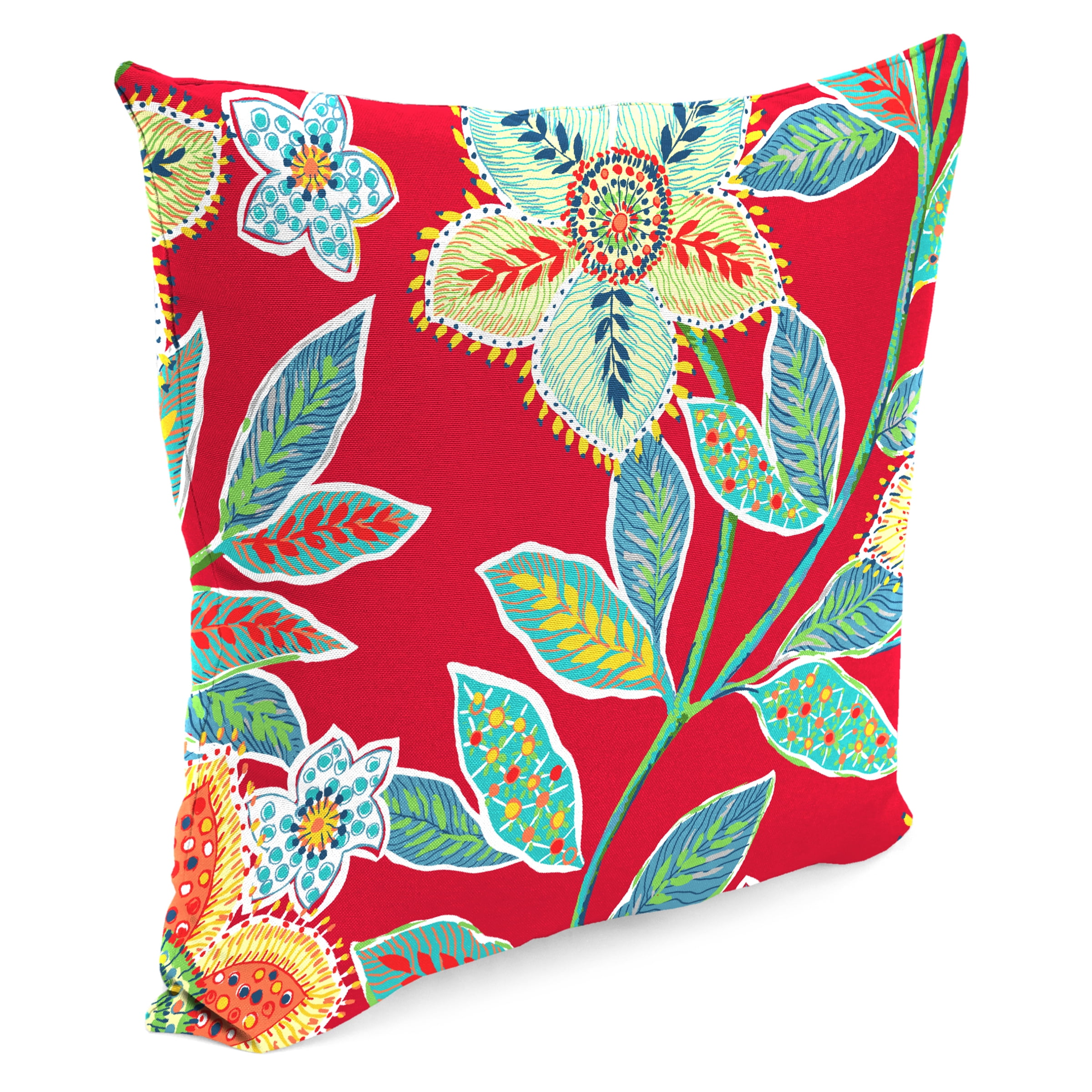 Jordan Manufacturing 16" x 16" Leathra Red Floral Square Outdoor Throw Pillow (2 Pack)