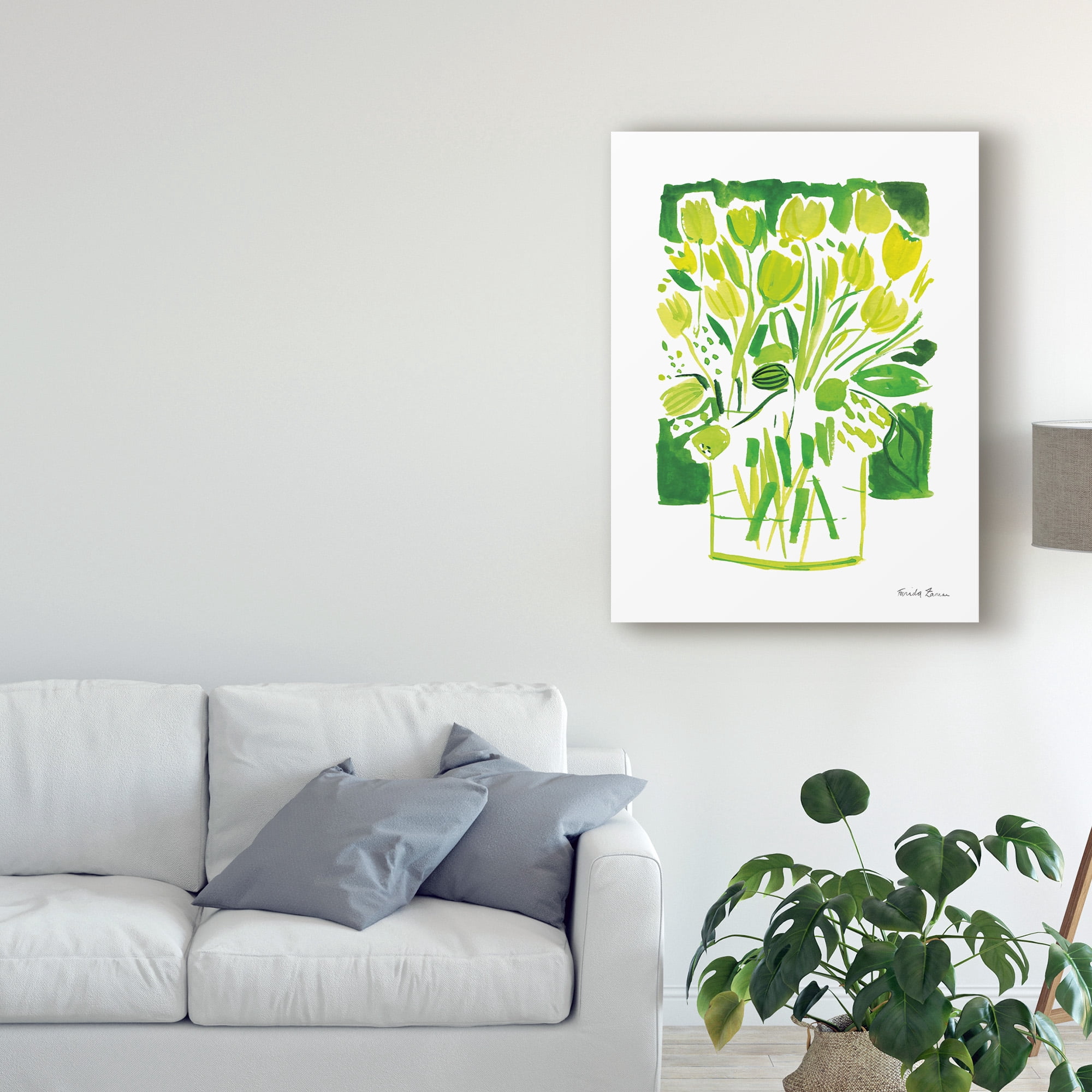 Trademark Fine Art 'Lemon Green Tulips I' Canvas Art by Farida Zaman