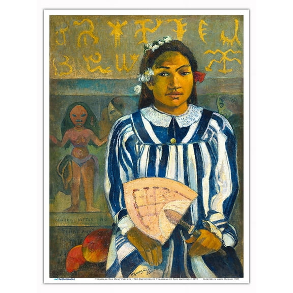 Tehamana Has Many Parents - The Ancestors of Tehamana (Merahi Metua no Tehamana) - From an Original Color Painting by Paul Gauguin c.1893 - Master Art Print (Unframed) 9in x 12in
