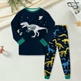 thumbnail image 2 of KPOPLK 2 Piece Toddler Baby Boys Pajamas 2T 3T 4T 5T 6T 7T 8T Fall Dinosaur Printed Pjs Sleepwear Cotton Kids Sets Clothes Dark Green Size 7-8 Years, 2 of 5