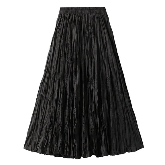 EDFBUYKRS Female Skirts Fall Skirt Midi Length Women Mid Length Skirt Dance Party A Line High Waisted Pleated Skirt Holiday Party Half Skirts