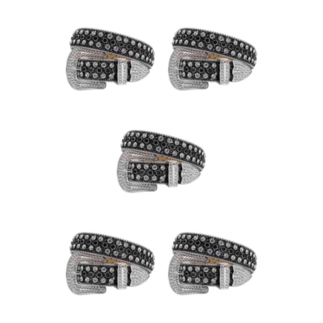 Decodeary Wide Application Rhinestone Belt Western Belt For Parties Bars And Concerts Modify Waist Line Black+White 105cm 5Set