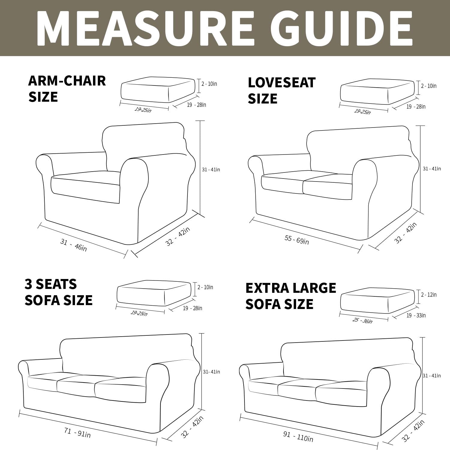 JIATER 3-Piece Sofa Cover Stretch Couch Cover Velvet Sofa Slipcover Furniture Protector with 2 Cushion Covers,Loveseat Khaki