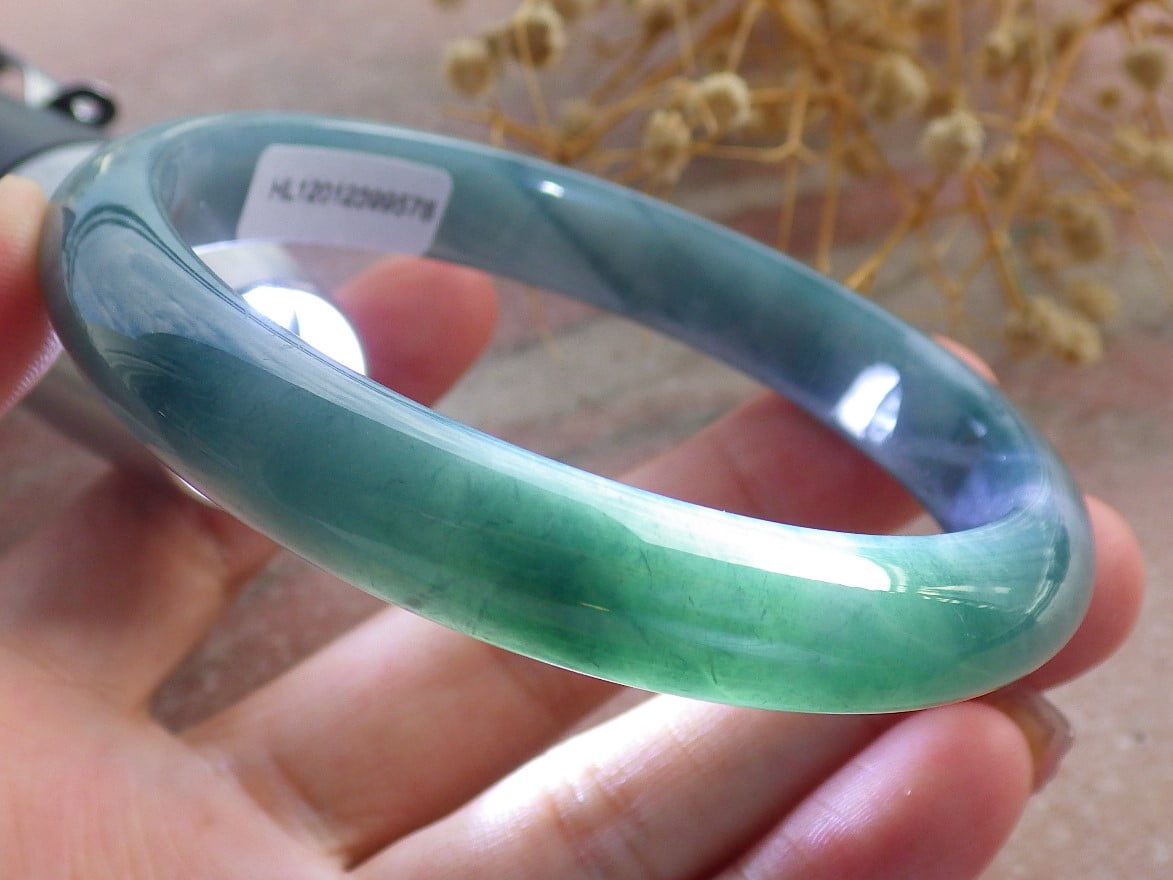 Icy Green Natural A JADE Jadeite Bangle Bracelet 60 mm 683511 TN