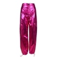 thumbnail image 1 of Pantalones casuales de mujer de colores brillantes con cremalleras de cuero elástico y bridas., 1 of 6