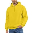 thumbnail image 2 of Resicozy Men Quarter Zip Hoodie Lightweight Mens Solid Color Pullover Long Sleeve Drop Shoulder Hooded Sweatshirt Yellow 2XL, 2 of 7