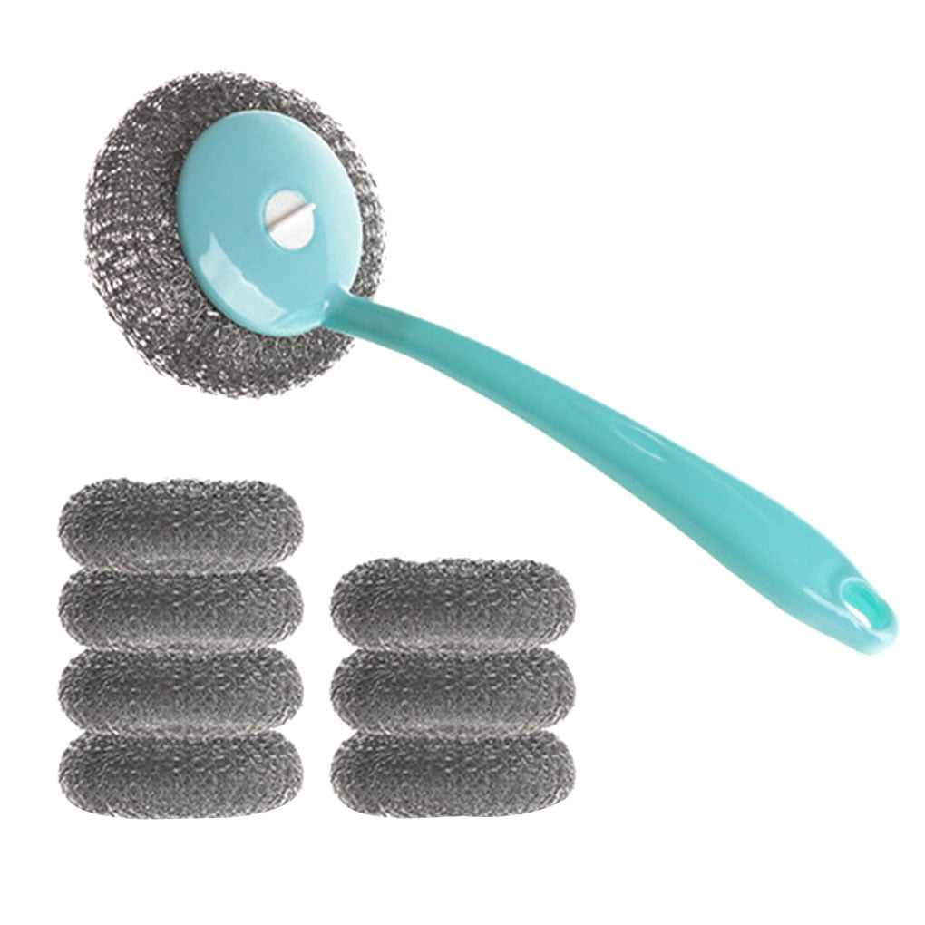 UK Stainless Steel Wire Dish Scourer Cleaning Kitchen Pan Pot Scrubber Brush 
