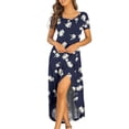 thumbnail image 2 of SMihono Robe Bohème d'Été pour Femmes Grande Taille Robes d'Été pour Femmes Robe à Manches Courtes Décontractée Fluide Asymétrique Longue Robe Maxi, 2 of 7