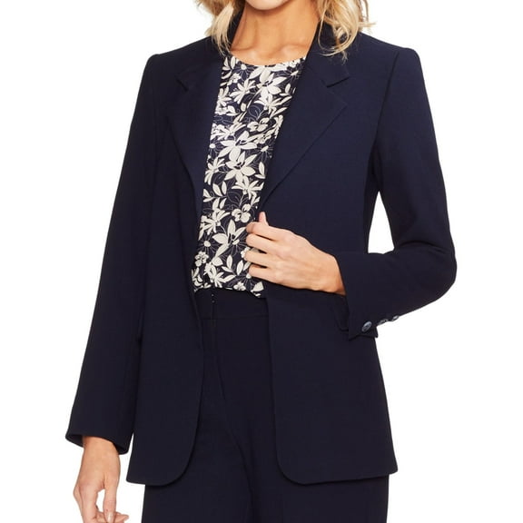 Vince Camuto Womens Parisian Crepe Blazer Jacket, Blue, 0