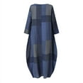 thumbnail image 4 of ZANZEA Women Loose Half Sleeve Plaid Printed Vintage Long Dress, 4 of 4