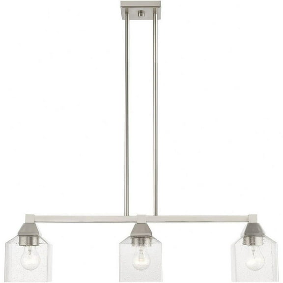 3 Light Linear Chandelier in Architectural Style-14.25 inches Tall and 4.75 inches Wide-Brushed Nickel Finish Bailey Street Home 218-Bel-4829403