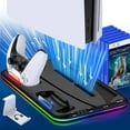 thumbnail image 2 of Cooling Station for PS5 with RGB Light Cooling Fan for PS5 Disc & Digital Editions Game Controllers Charger Station, Headset Holder, 6 Game Slots, 2 of 8
