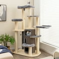 thumbnail image 4 of Gymax Wooden Cat Tree Multi-Level Kitten Tower w/ Condo Perches Scratching Posts Grey, 4 of 10