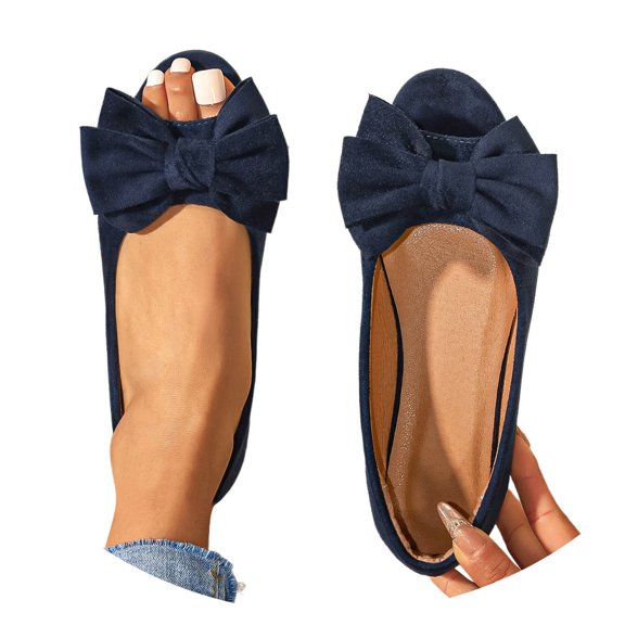 Women Casual Shoes Bow Decor Slip On Ballet Shoes Soft Sole Elegant Footwear For Work Travel And Daily Occasions ,Us Size:9.5