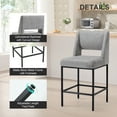 thumbnail image 6 of Zesthouse 26.4" Modern Counter Stools Set of 4, Linen Fabric Bar Stools with Back and Metal Legs, Extra Thick Upholstered Counter Height Chairs for Kitchen Island, Gray, 6 of 13