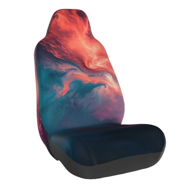 Wukai Cosmic Paint Swirl Full Set Car Seat Covers with Soft Padding Universal Auto Front Seats Protector and Cushion Mat