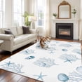 thumbnail image 2 of Ocean Blue Coral Area Rugs 5'x8', Washable Small Throw Rugs for Classroom Bedroom, Summer Coastal Starfish Conch Nautical Indoor Outdoor Rug Non-Slip Low Pile Carpet Runner Reversible Floor Mats, 2 of 8