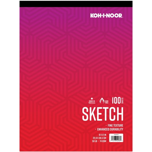 Kohinoor Sketch Pad 9 x 12 Inch 50lb / 74GSM 100 Sheets Tape Bound